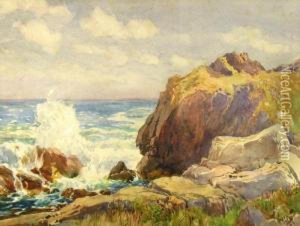 Sunlit Coast Oil Painting - Robert Ford Gagen