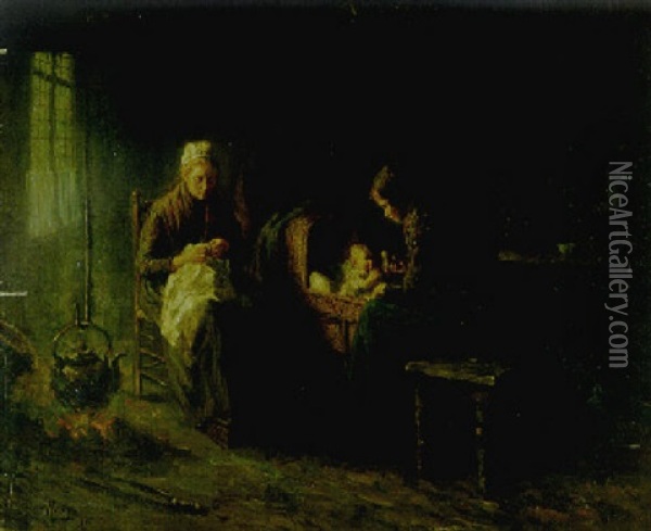 A Family Interior Oil Painting - Bernard de Hoog