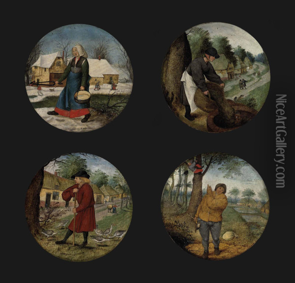 She Carries The Fire In One Hand And Water In The Other Oil Painting - Pieter The Younger Brueghel