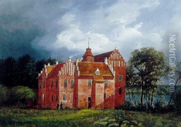 Sceneri Fra Herregarden Rygaarg, Fyen Oil Painting - Ferdinand Richardt