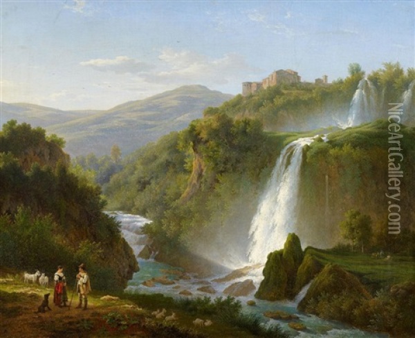 Wasserfall Bei Tivoli Oil Painting - Abraham (Alexandre) Teerlink