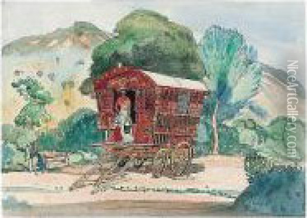 The Caravan Oil Painting - James Dickson Innes