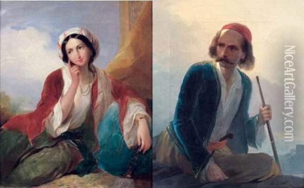 Deux Portraits Grecs Oil Painting - Giovanni Marghinotti