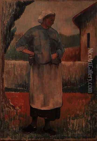 Farmers Wife in Clogs, 1892 Oil Painting - Louis Roy