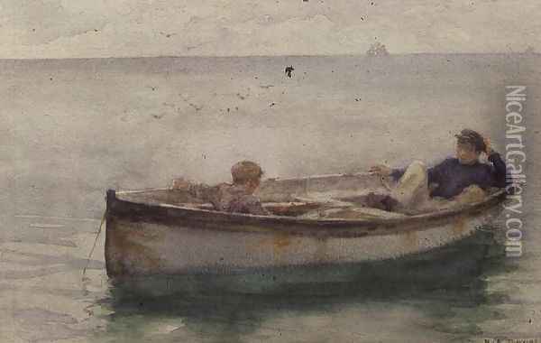 Two Boys in a Rowing Boat Oil Painting - Henry Scott Tuke