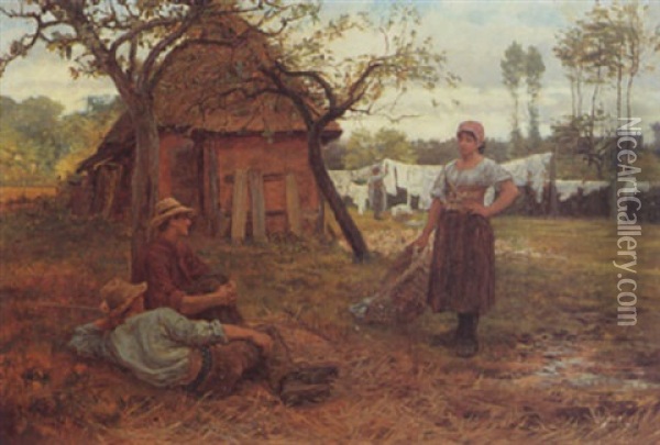 A Rest From The Chores Oil Painting - Frederick Morgan