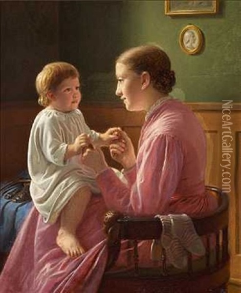 En Huslig Scene Oil Painting - Constantin (Carl Christian Constantin) Hansen
