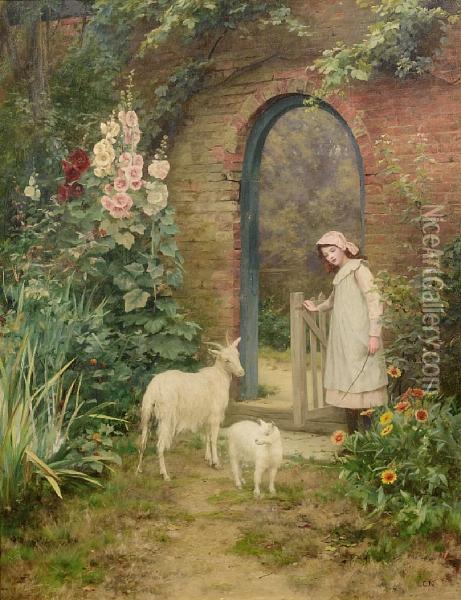 A Garden Gateway Oil Painting - Leonard Charles Nightingale