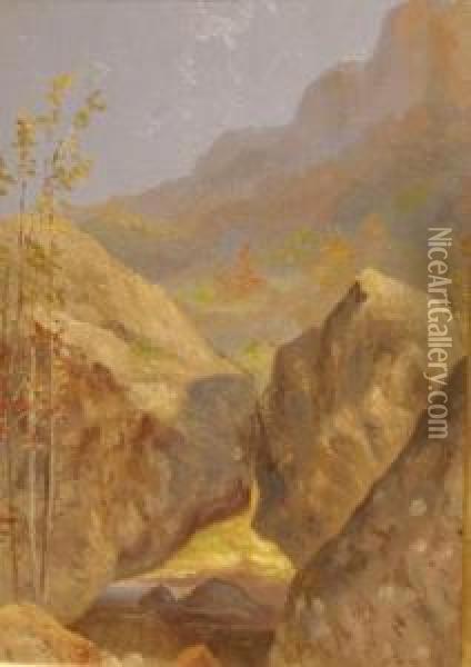 Natural Bridge, City Creek Canyon Oil Painting - George Martin Ottinger