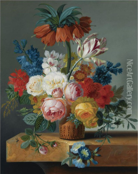 A Flower Still Life Oil Painting - Johannes Cornelis Bruyn