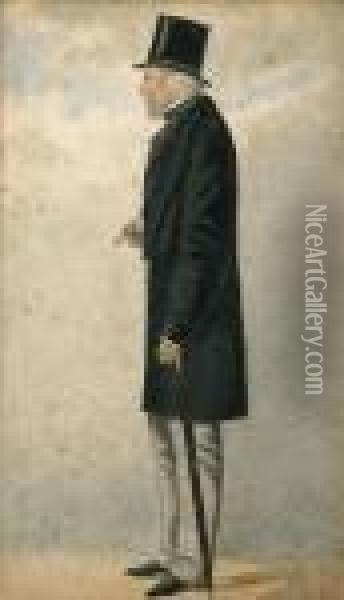 Portrait Of Johnmoyer Heathcote Full Length, Standing In Profile Oil Painting - Richard Dighton