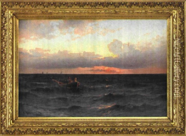 Naten Vittjas - Aftonsol Over Havet Oil Painting - Ludvig Otto Richarde