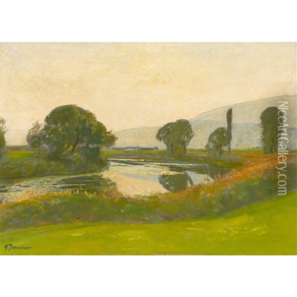 Abendliche Flusspartie Oil Painting - Gustave Jeanneret