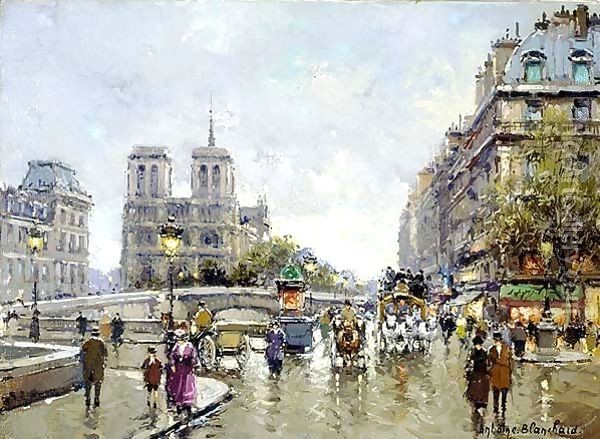Pont Saint Michel Notre Dame Oil Painting - Agost Benkhard