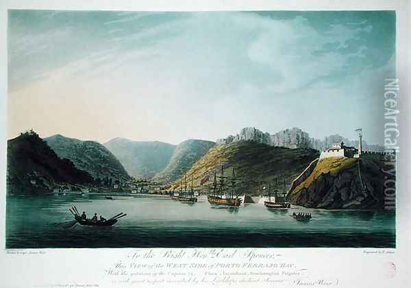 View of the West Side of Porto Ferraio Bay, Elba, engraved by Francis Jukes (1747-1812) published by J. Daniell, April 1814 Oil Painting - Weir, Captain James