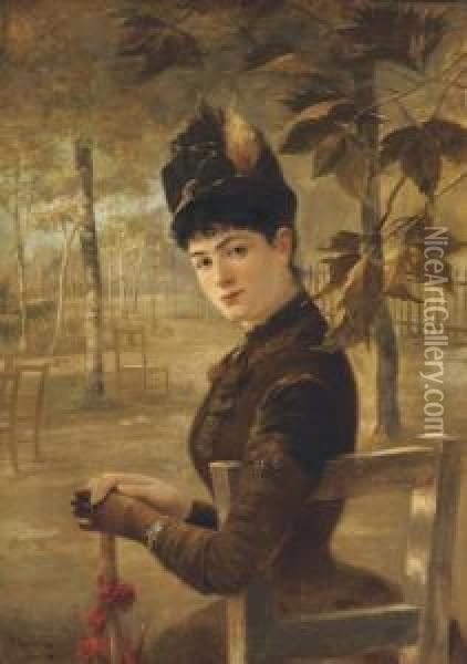 Dame Im Bois De Boulogne Oil Painting - Franz Skarbina