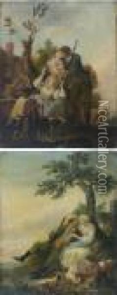 Le Retour Du Chasseur Dans Sa Famille Chasseur En Galantecompagnie Oil Painting - Louis Joseph, Dit Watteau De Lille