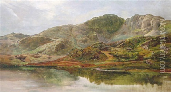Mountainous Lake Scene Oil Painting - Sidney Richard Percy
