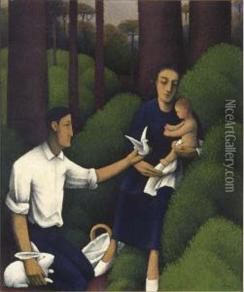 La Famille Oil Painting - Felix Elie Tobeen