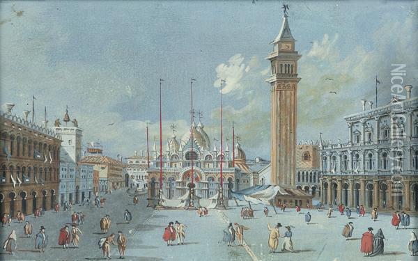 Veduta Di Piazza San Marco Con La Basilica Di Fronte Oil Painting - Giacomo Guardi