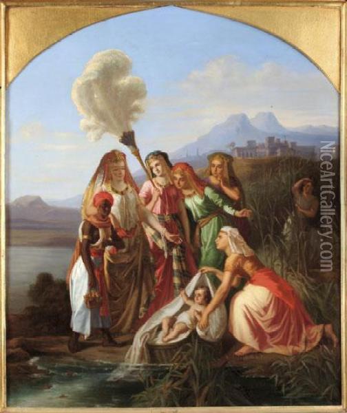 Mozes Megtalalasa Oil Painting - Moritz Deutsch