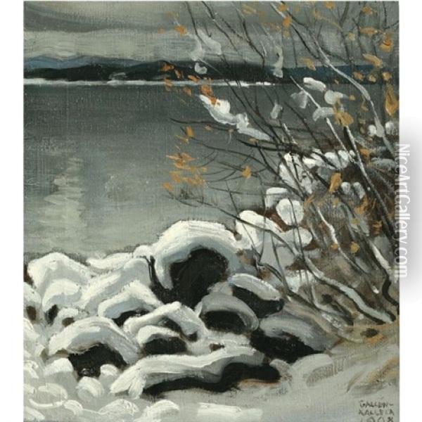 Luminen Maisema-snowy Landscape Oil Painting - Akseli Valdemar Gallen-Kallela