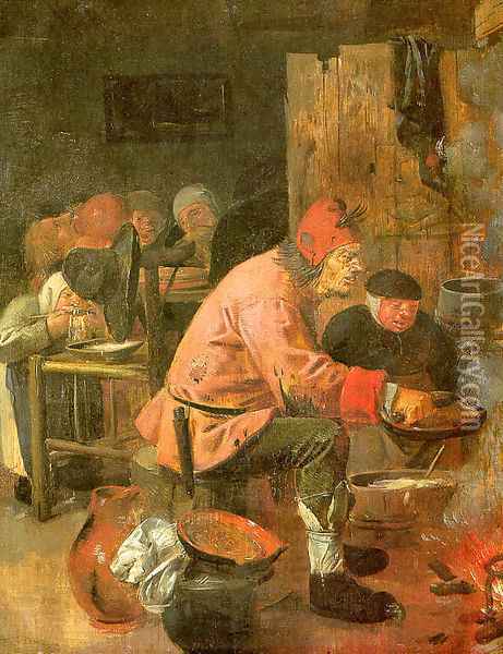 The Pancake Baker 1620s Oil Painting - Adriaen Brouwer