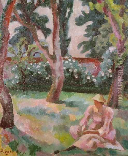 Orchard Woman Seated In A Garden Oil Painting - Roger Fry