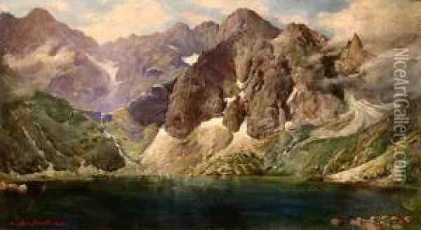 Morskie Oko, 1924 R. Oil Painting - Aleksander Mroczkowski
