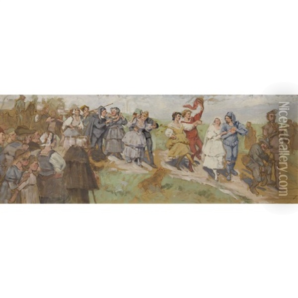 Le Mariage Oil Painting - Edouard John E. Ravel