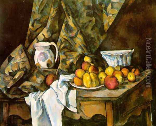 Still Life With Flower Holder Oil Painting - Paul Cezanne