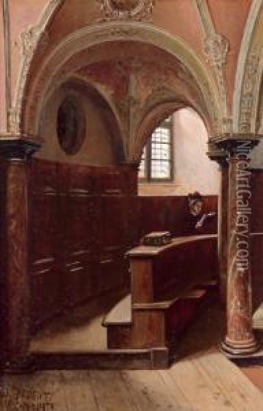 Kircheninterieur Mit Figurlicher Staffage Oil Painting - Domenico Pesenti