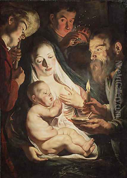 The Holy Family with Shepherds 1616 Oil Painting - Jacob Jordaens