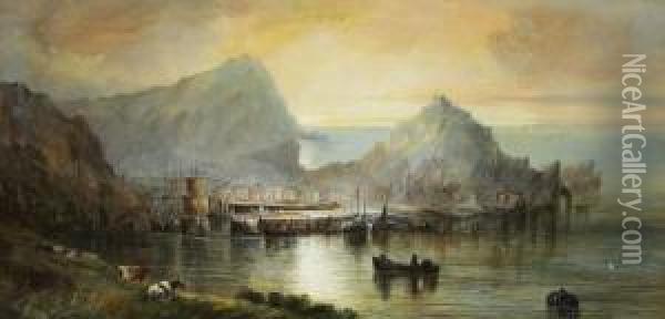 Harbour Scene Oil Painting - William Widgery