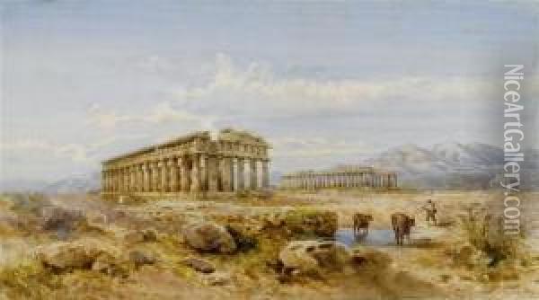 The Temple Of Neptune Oil Painting - Giovanni Giordano Lanza