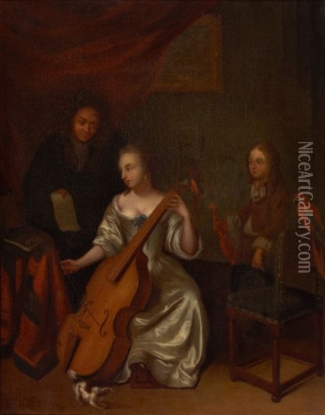 The Music Lesson Oil Painting - Constantyn Francken