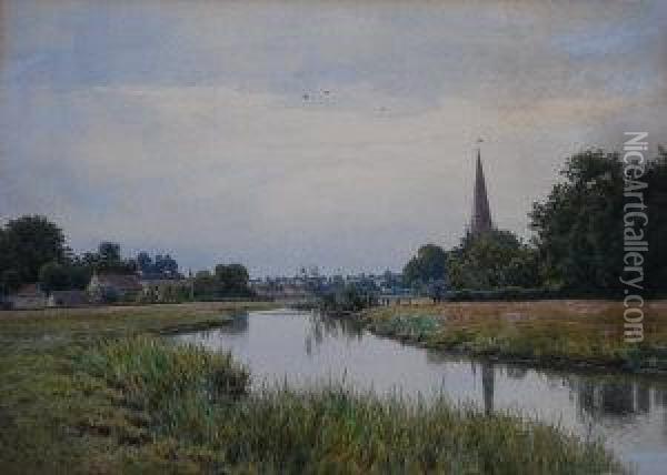 Village By The Ouse Oil Painting - William Fraser Garden