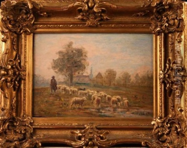 Berger Et Ses Moutons Oil Painting - Albert Charpin