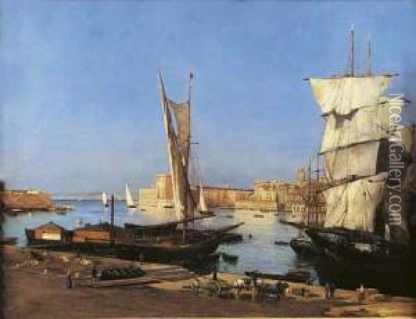 Vue De L'entree Du Port De Marseille Oil Painting - Joseph Garibaldi
