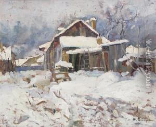 House At The Outskirts (iasi) Oil Painting - Aurel Baesu