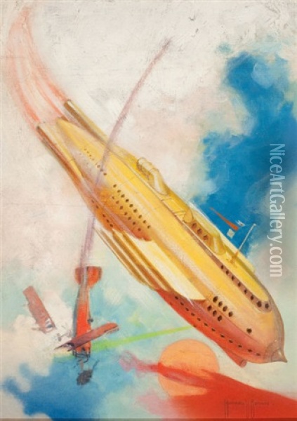 Men From Space, The Popular Magazine, December 1930 Oil Painting - Howard V. Brown