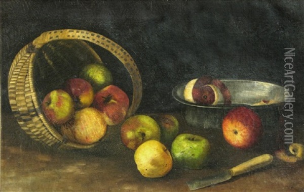Apples And Peels With A Basket Oil Painting - Virgil Williams