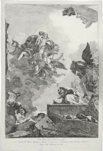 The Virgin Appearing To St. Simon Stock Oil Painting - Giovanni Domenico Tiepolo
