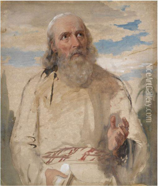 Study Of A Saint For The Fresco In All Saint's Margaret Street Oil Painting - William Dyce