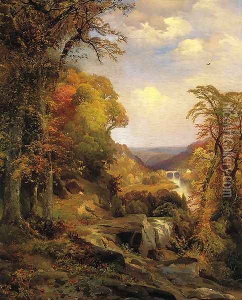 On the Wissahickon near Chestnut Hill Oil Painting - Thomas Moran