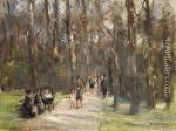 Spaziergang Im Tiergarten Oil Painting - Max Liebermann