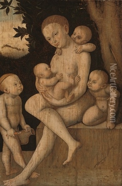 Charity Oil Painting - Lucas Cranach the Younger