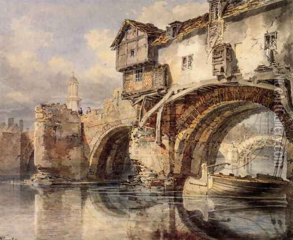 Welsh Bridge At Shrewsbury Oil Painting - Joseph Mallord William Turner
