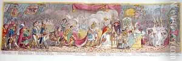 The Grand Coronation Procession of Napoleon the 1st Emperor of France from the Church of Notre Dame Oil Painting - James Gillray