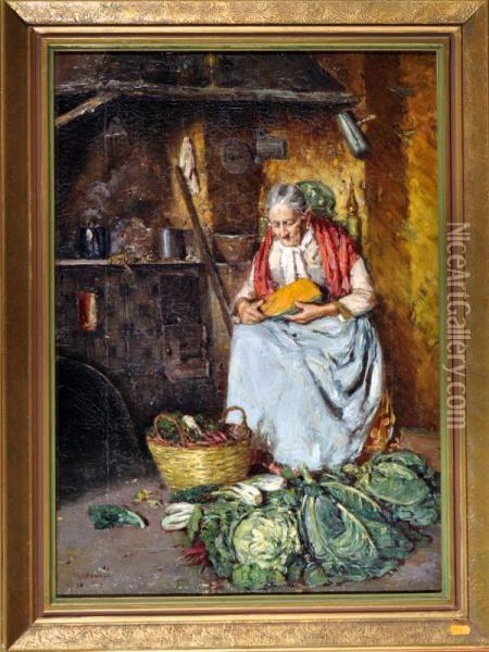 Figura In Cucina Oil Painting - Giuseppe Giardiello